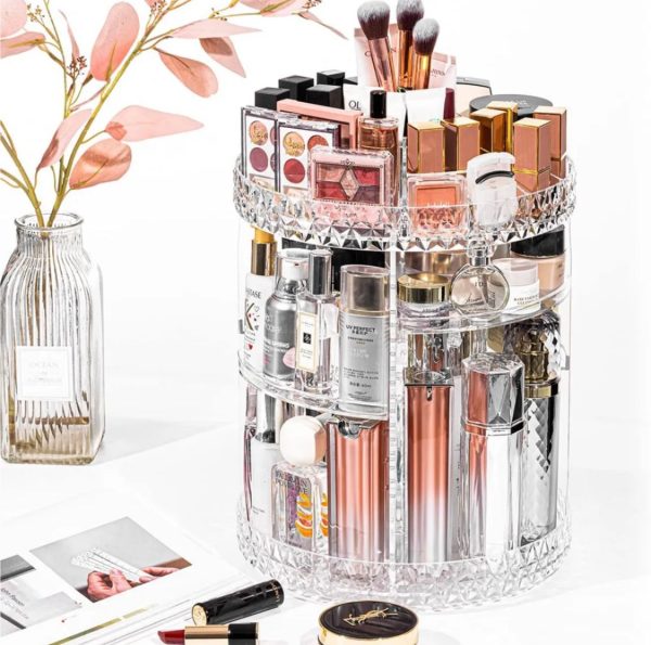 360° Rotating Crystal Makeup Organizer