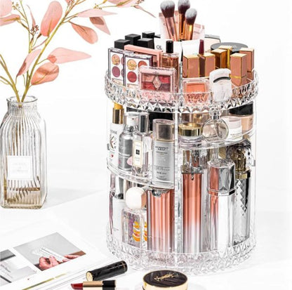 360° Rotating Crystal Makeup Organizer