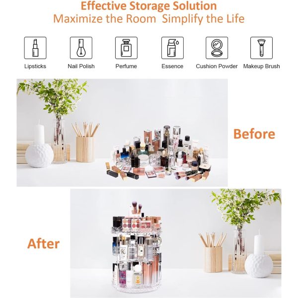 360° Rotating Crystal Makeup Organizer