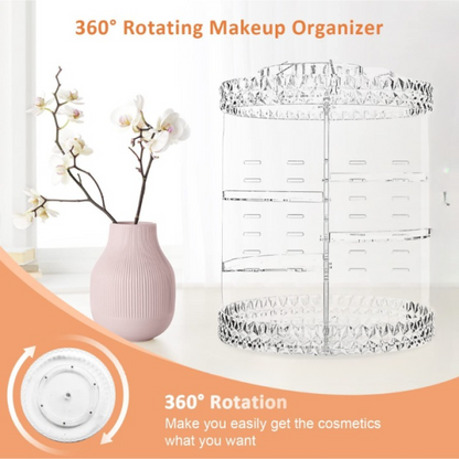 360° Rotating Crystal Makeup Organizer