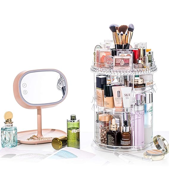 360° Rotating Crystal Makeup Organizer