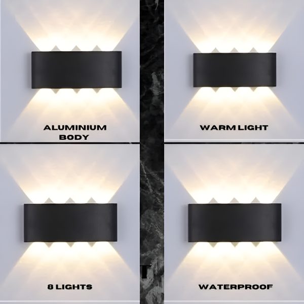 8-Watt IP65 Waterproof LED Wall Light – 8-Sided Aluminium Outdoor Lamp