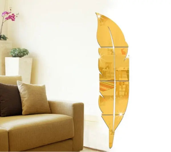 Acrylic Leaf Mirror Wall Sticker - Luxenish