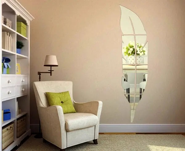 Acrylic Leaf Mirror Wall Sticker - Luxenish