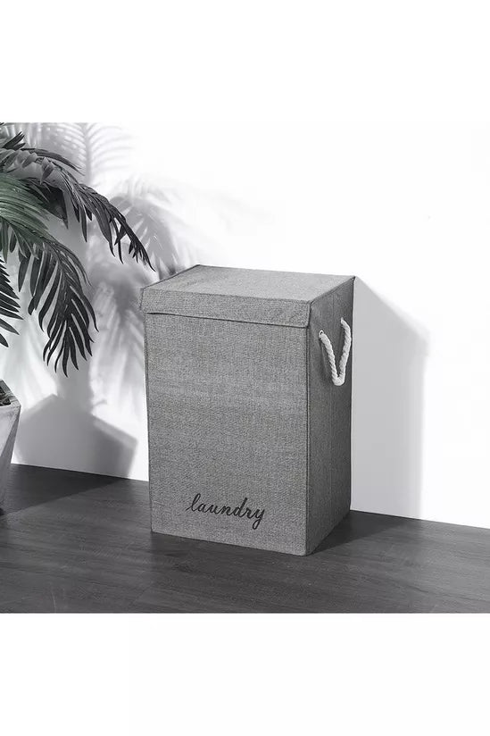 Fabric Laundry Basket Hamper With Lid & Handle